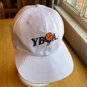 YBOA tm baseball style hat white in good condition with spots